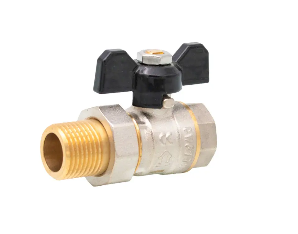 Robinet de trecere cu sferă și fluture, racord olandez D.3/4” mf