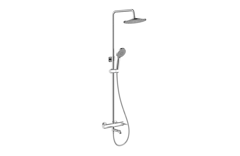 Coloană de duș cu baterie Fayans Phoenix-N, duș fix Ø23 cm, pară duș 3 funcții, crom