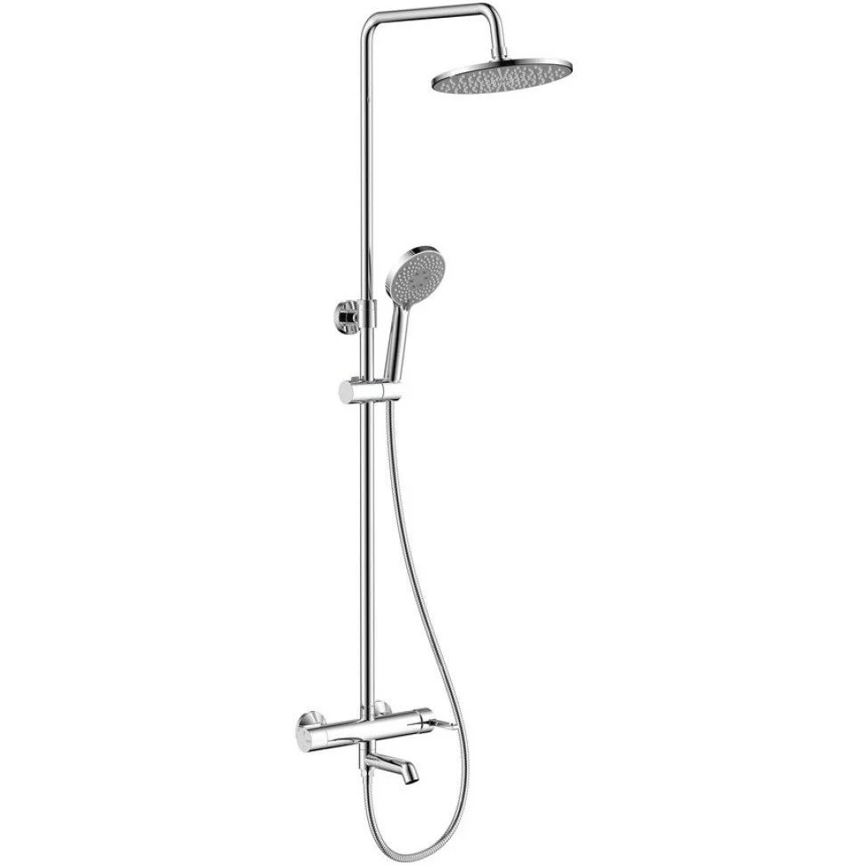Coloană de duș cu baterie Fayans Phoenix-N, duș fix Ø23 cm, pară duș 3 funcții, crom