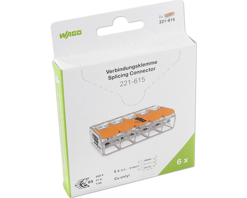 Cleme Legaturi Rapide Cabluri Wago 5x Max. 6 Mm², Pachet 6 Bucati (Gama 221)