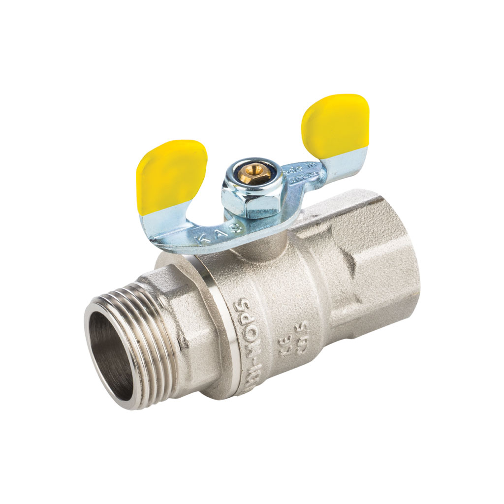 Robinet de gaz cu mâner fluture, fi-fe, 1/2”