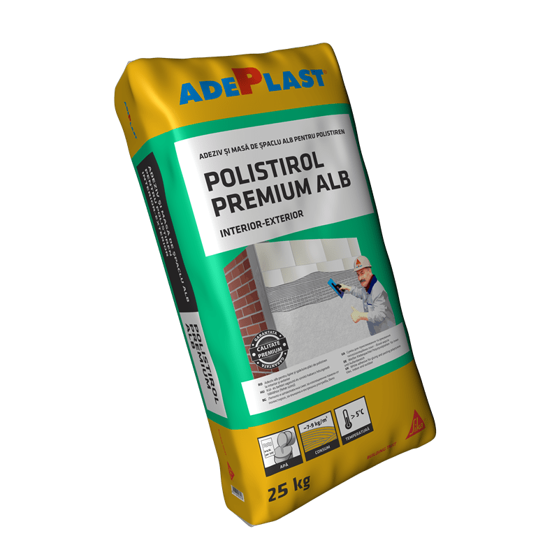 Adeziv polistiren și masă de spaclu ADEPLAST Polistirol Premium,alb  25 kg
