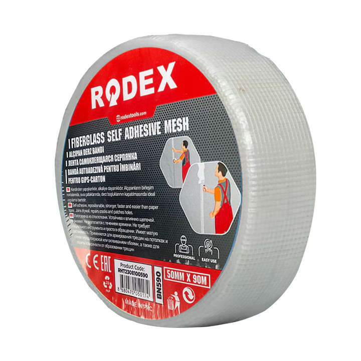 Bandă ﬁbră de sticlă Rodex pentru gips-carton, 50 mm, 45 ml