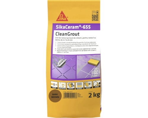 Chit de rosturi gresie și faianță SikaCeram 655 CleanGrout Dark Brown, 2 kg