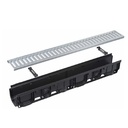 Rigolă de exterior cu rama din plastic integrată și grătar profil C galvanizat, clasa A15, 1000x139x144 mm