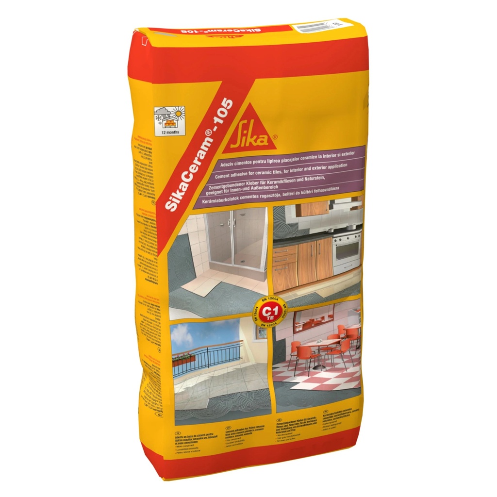 Adeziv placi ceramice, SikaCeram®-105, interior - exterior, gri 25 kg