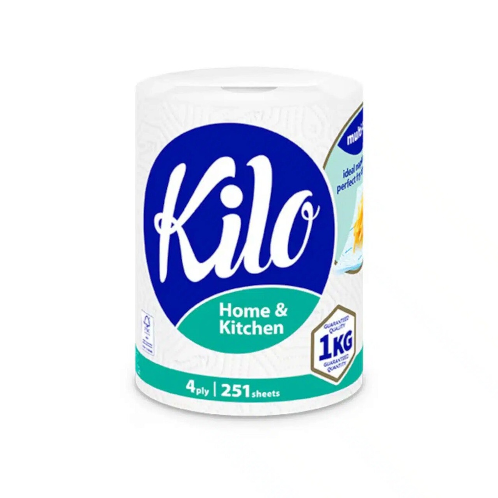 Prosop Kilo Home&Kitchen, hârtie alba, monorolă, 4 straturi, 251 foi