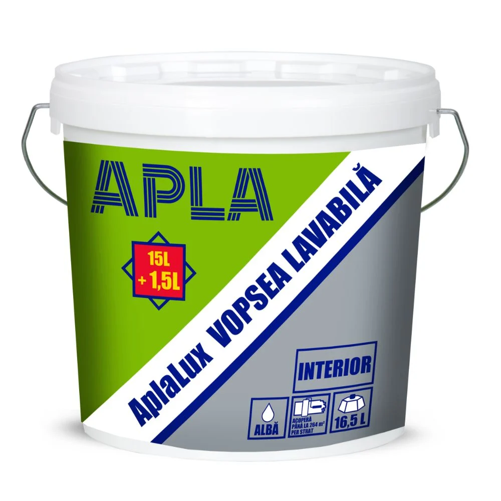 Vopsea superlavabilă AplaLux albă, pentru interior, 16.5 l