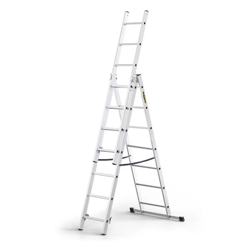 Scara din aluminiu, 3 piese, 3x6 trepte, 398 cm inaltime, sarcina 150 kg
