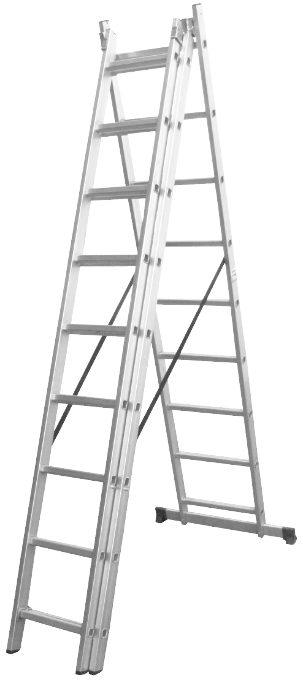 Scară aluminiu două tronsoane 2x8 trepte, înălţime 394 cm