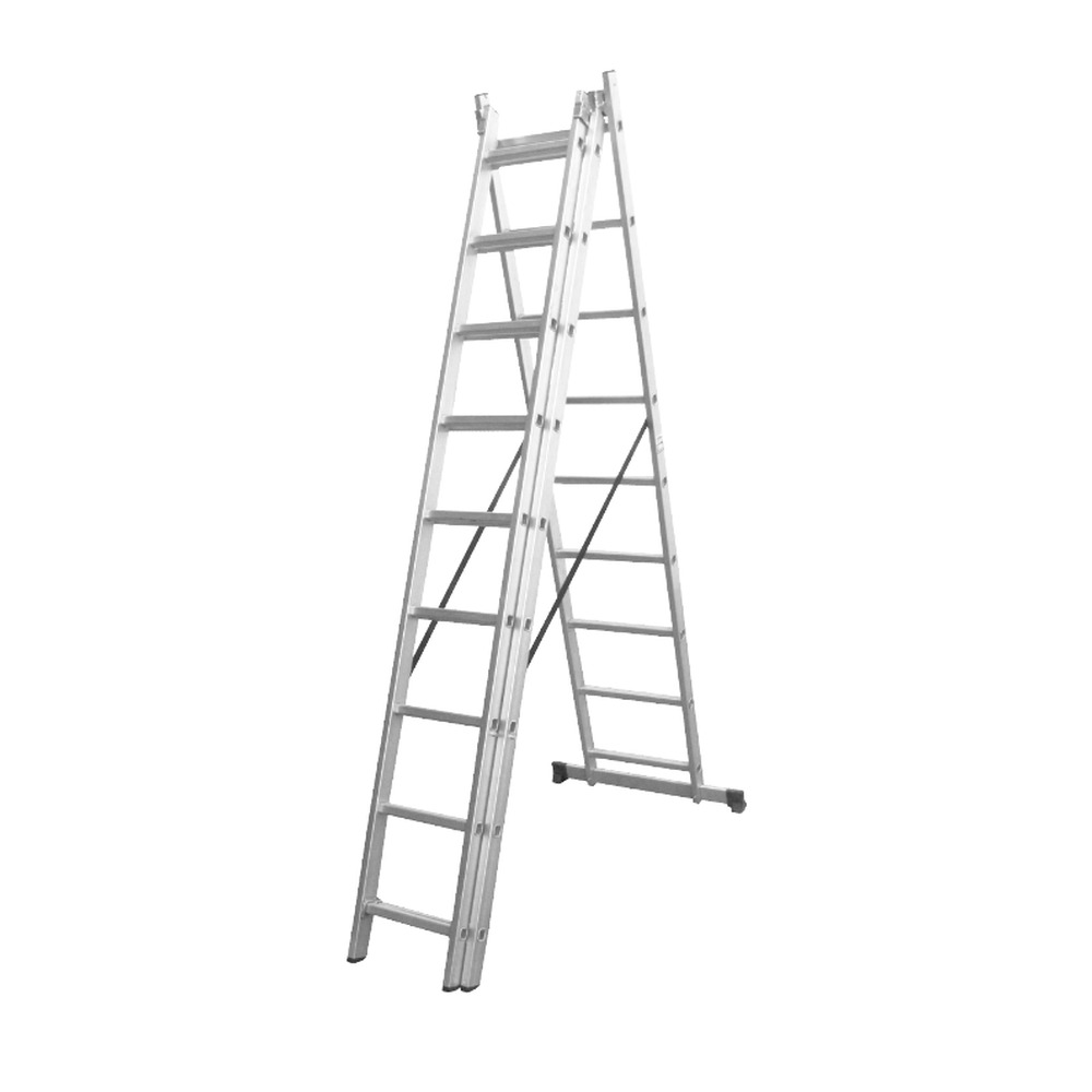 Scară aluminiu două tronsoane, 2x8 trepte, înălţime 394 cm
