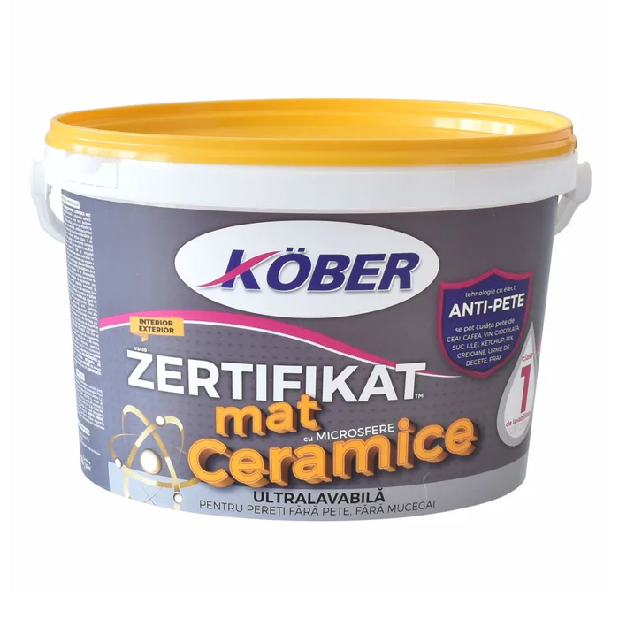 Vopsea ultralavabilă mat albă Zertifikat cu microsfere ceramice, interior/exterior, 3 l