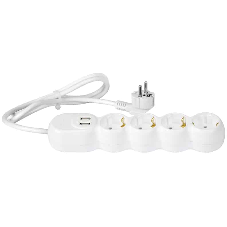 Prelungitor electric alb 3600W, 3x1.5 mm² cu 3 prize + 2 x USB, 3 ml