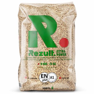 Peleți rumegus rasinoase – REZULT,  ENplus A1, 15 kg/sac