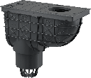 Racord de burlan 300×155/110 mm cu clapetă şi coş de colectare cu ieşire verticală, negru