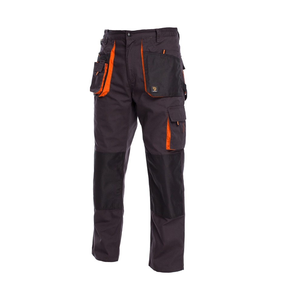 Pantaloni de protectie, in talie, Prowork, cu buzunare multiple, rezistenti la rupere, negri cu orange