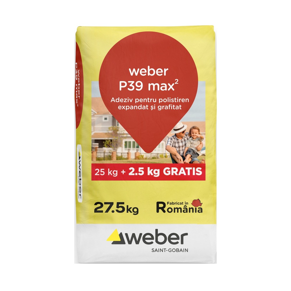 Adeziv pentru polistiren expandat şi grafitat Weber P39 max2, 27.5 kg