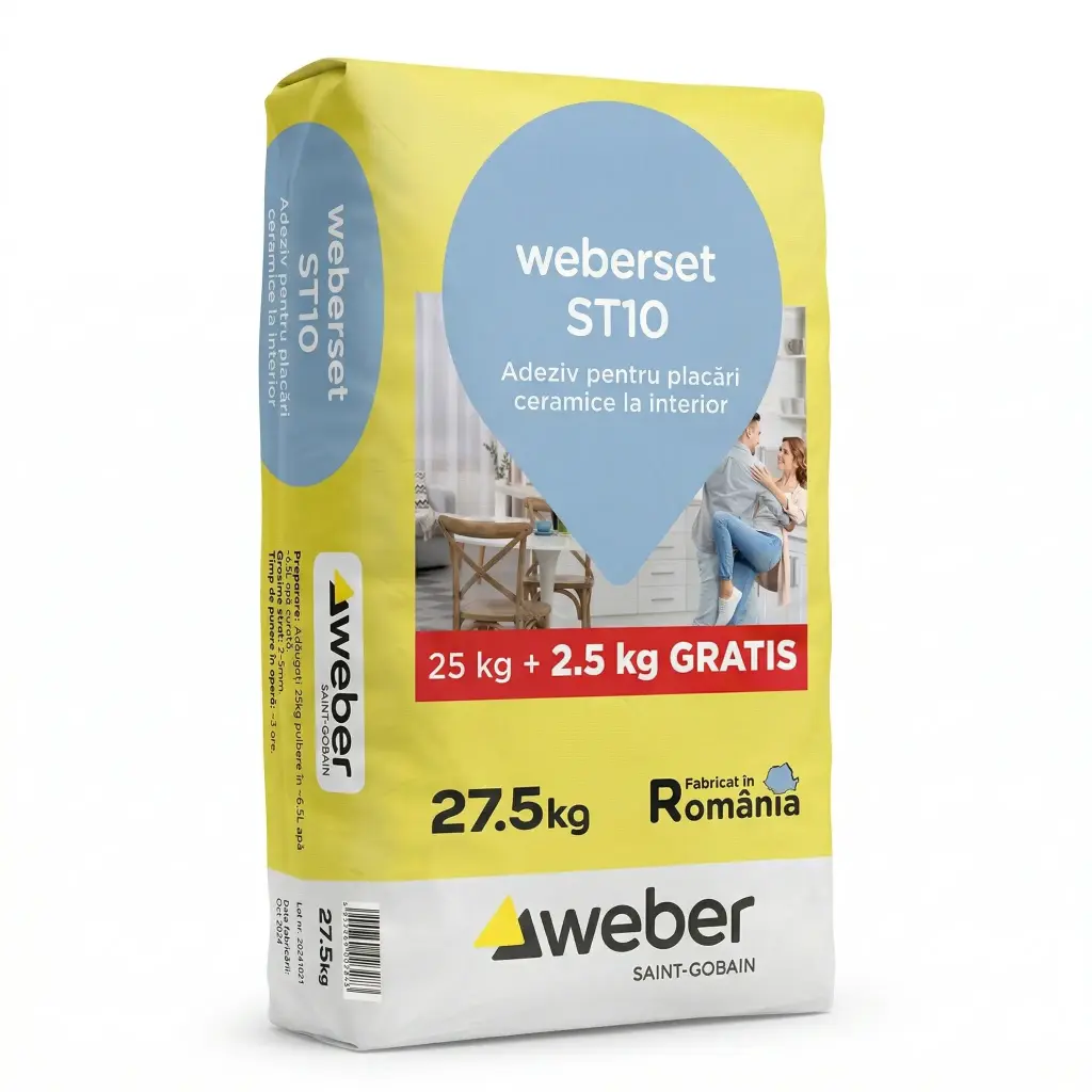 Adeziv Weber ST10 pentru placări ceramice la interior, 27.5 kg