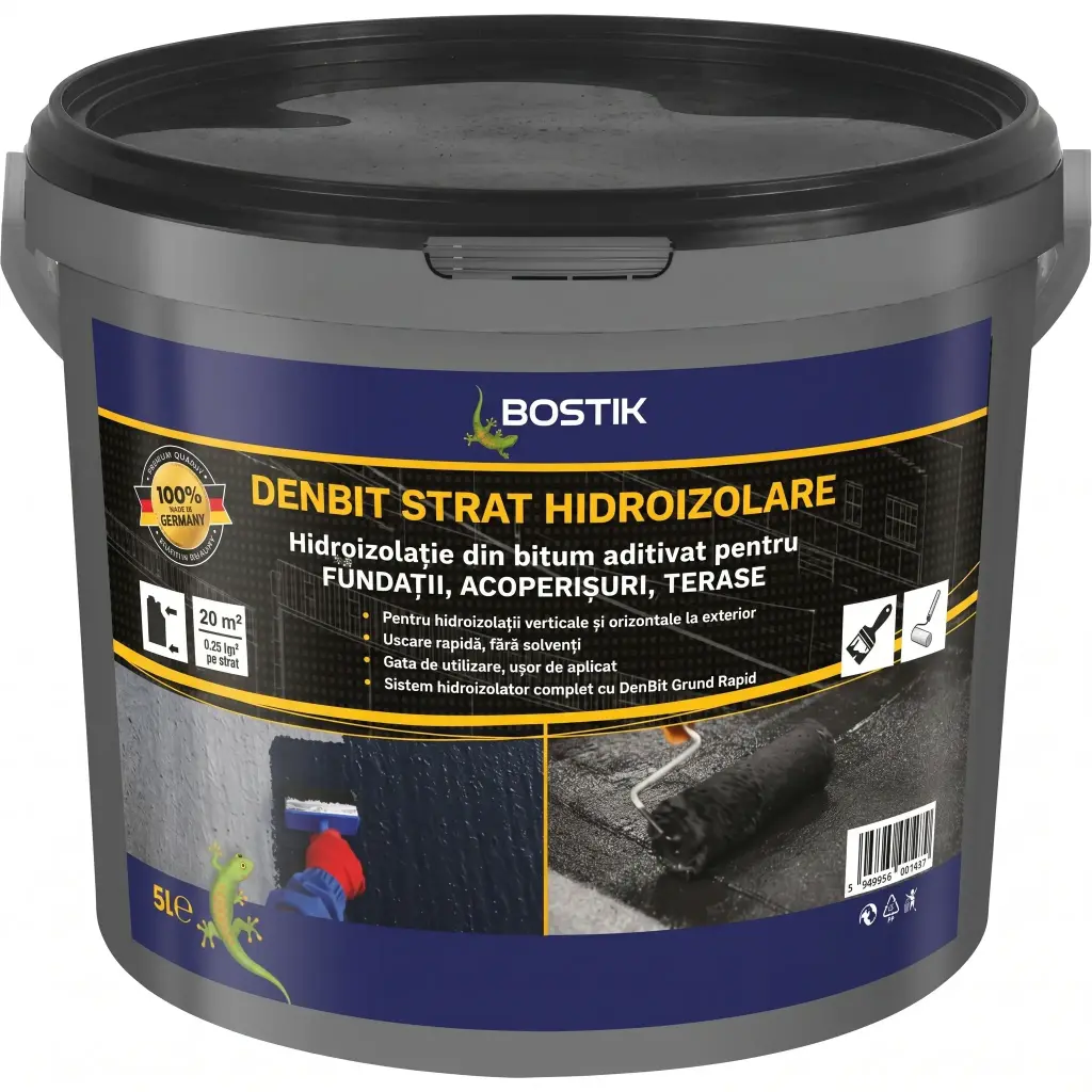 Hidroizolație DENBIT STRAT HIDROIZOLARE din bitum aditivat, 5 l