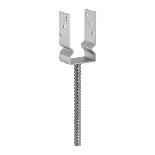 Suport stâlp zincat tip U sarcini grele cu tijă fixare în beton, 101x150x60x4 mm 