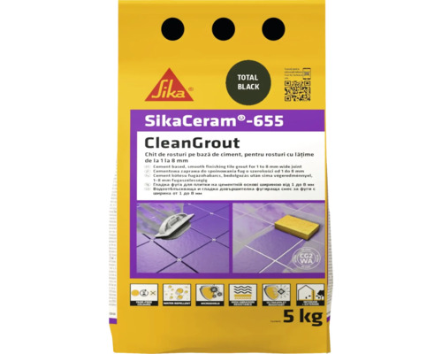 [P002730] Chit de rosturi gresie și faianță SikaCeram 655 CleanGrout Total Black, 5 kg