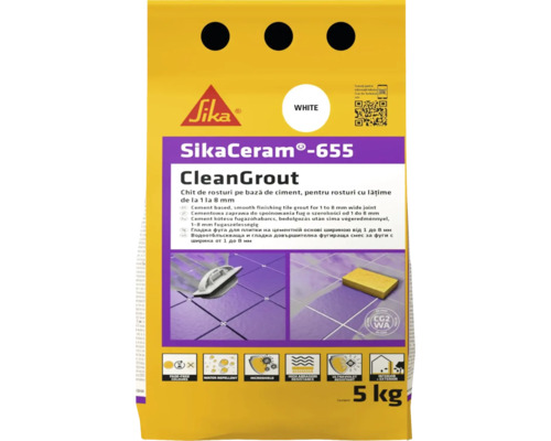 [P002725] Chit de rosturi gresie și faianță SikaCeram 655 CleanGrout White, 5 kg