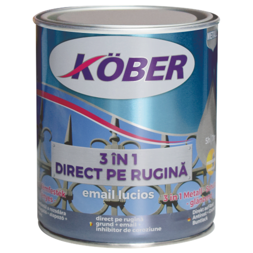 [P004918] Email lucios anticoroziv 3 în 1 Kober argintiu, 0.75 l