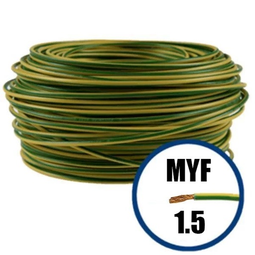 [P003871] Conductor electric MYF (H07V-K) 1.5 mmp, izolaţie PVC, galben-verde