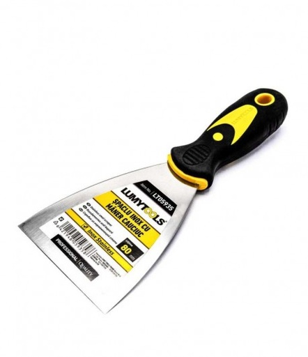[P005589] Șpaclu profesional din inox cu mâner cauciuc, 80 mm