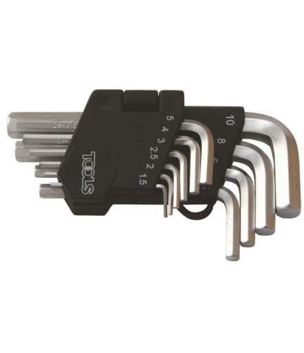 [P009426] Set 10 chei hexagonale scurte, CR-V, 1.5-10 mm