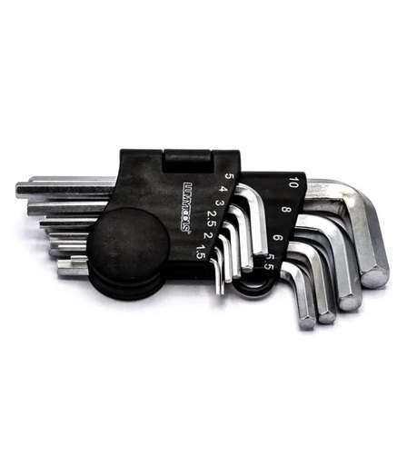 [P009426] Set 10 chei hexagonale scurte, CR-V, 1.5-10 mm