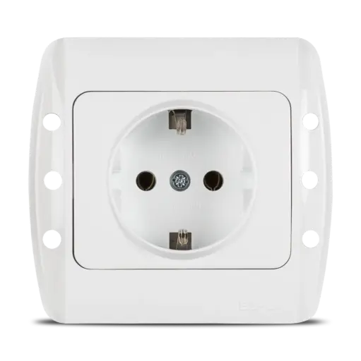 [P005663] Priza simpla ZARVE cu cp, culoare alb