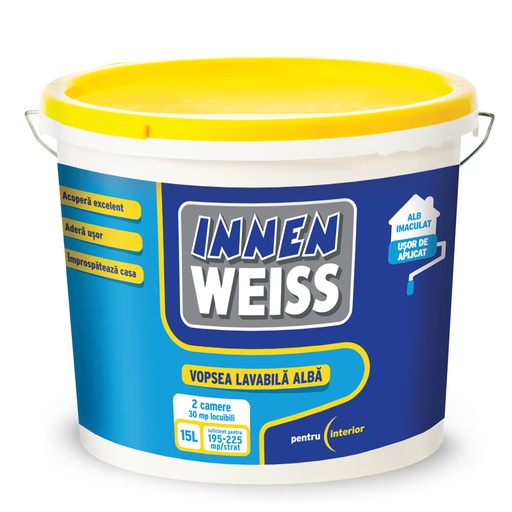 [P004580] Vopsea lavabilă albă Innenweiss pentru interior, 15 l