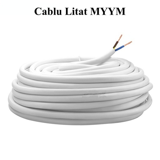 [P003885] Cablu electric MYYM (H05VV-F), 2x2.5 mmp, izolație PVC