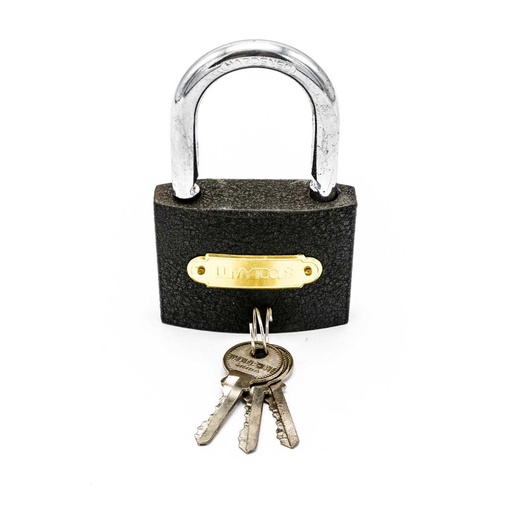 [P008192] Lacăt finisat gri metal 3 chei incluse, 50 mm