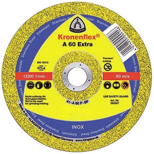 [530548] Disc de tăiere KLINGSPOR A 60 Extra plat universal pentru inox, metal, 115x1 mm