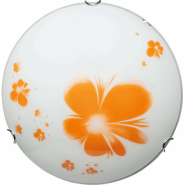 [P003905] Plafonieră Santini alb+orange din sticlă E27 max. 1x60W, Ø 25 cm