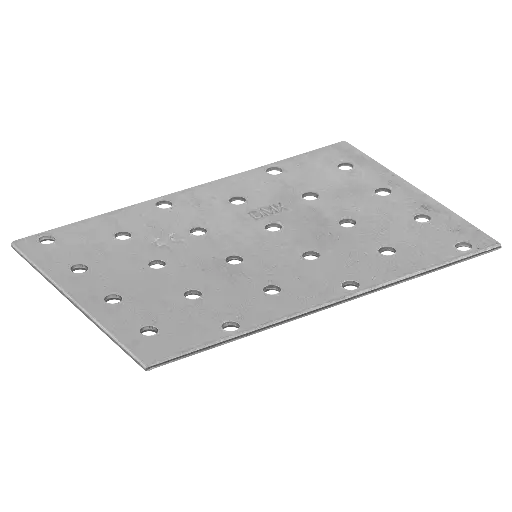[P008574] Placă perforată plată din otel zincat pentru constructii de lemn, 120x80x2 mm