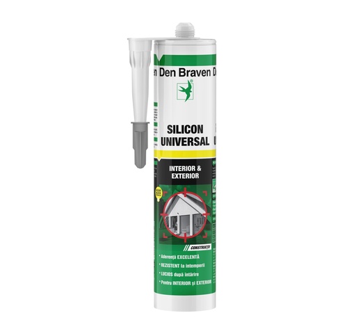 [P007383] Silicon universal gri 1001U pentru rosturi la fațade, vitraje și spatii sanitare, 280 ml