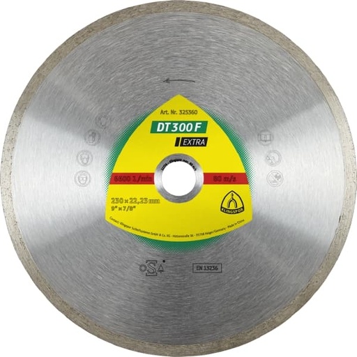 [P004819] Disc de tăiere diamantat KLINGSPOR DT 300 F Extra, pentru gresie, faianță, 125x1,6mm