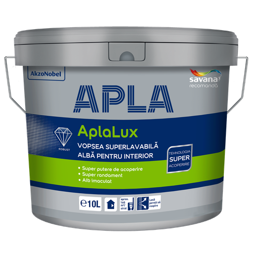 [P005674] Vopsea superlavabilă AplaLux albă, pentru interior, 10 l