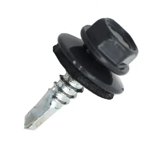 [P004289] Șurub autoforant cu cap HEX 4.8x19 mm, șaibă EPDM Ø14 mm, RAL 7016 prindere pe metal, 100 bucăți