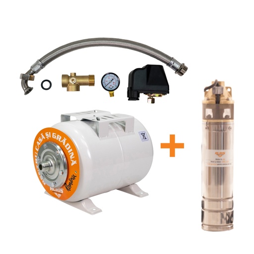 [P007812] Pompa submersibila Ruris Aqua 101 r4skm100 + corp hidrofor 24 l, 750 W, adancime absorbtie 15 m, inaltime refulare 60 m