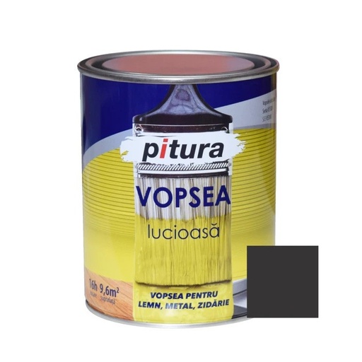 [P004620] Vopsea universală Pitura, alchidică negru, 0.6 l