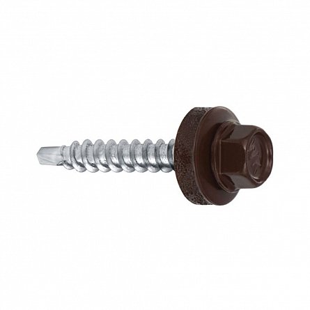 [P004292] Șurub autoforant cu cap HEX 4.8x55 mm, șaibă EPDM Ø14 mm, RAL 8017 prindere pe lemn, 50 bucăți