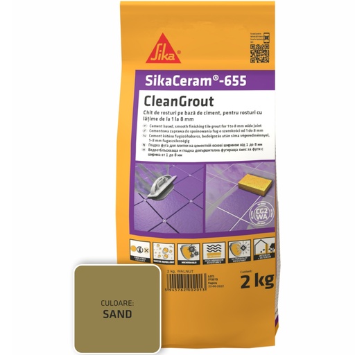 [P002733] Chit de rosturi gresie și faianță SikaCeram 655 CleanGrout Sand, 2 kg