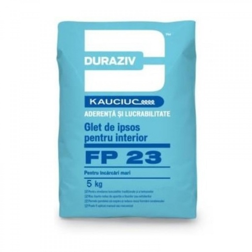 [P004227] DURAZIV FP 23 Glet de ipsos pentru interior pentru încărcări mari, aditivat cu Kauciuc® 5 kg