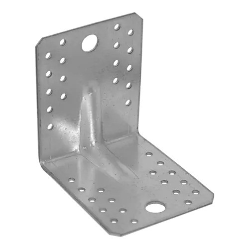 [P005108] Colțar/vinclu din oțel zincat perforat rigidizat, 105x105x90x2 mm
