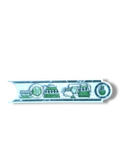 [P007551] List ceramic decor 200x50 mm, vase, verde