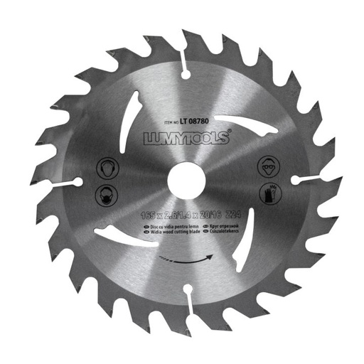 [P007106] Disc cu vidia pentru lemn 165x25/16 mm, 2.6 mm, 24 dinti